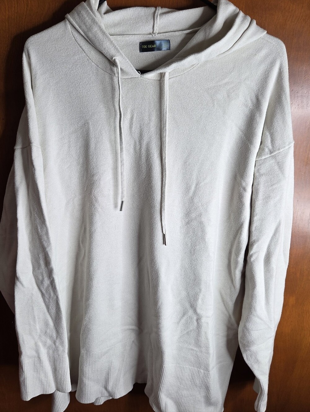 Tek Gear Long Sleeve Hooded Sweatshirt Off White Size XXL Neutral Comfy Cozy